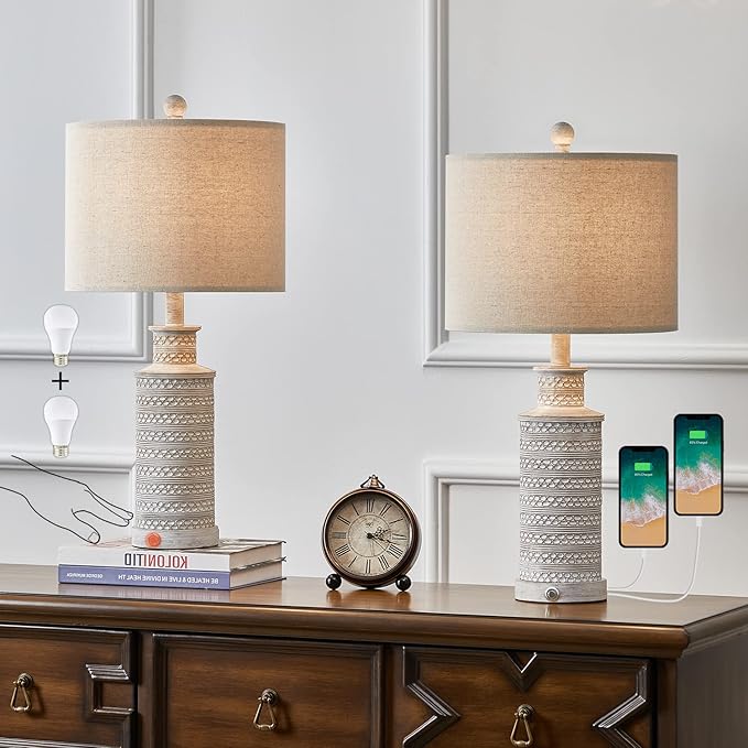 BOBOMOMO 3-Way Dimmable Touch Control Table Lamp Set of 2