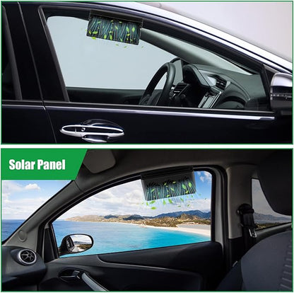 2 Pack Solar Powered Car Exhaust Fan 3 Fans Car Window Air Vent Radiator Solar Energy Cooling Vent Exhaust for General Types(Solar & Battery & USB 3 Fans,Black)