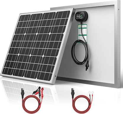 SUNER POWER 12V 50W Solar Battery Charger Maintainer PRO, Built-in UltraSmart MPPT Charge Controller, Waterproof 50 Watt Solar Panel Charging Kit for 12Volt AGM, Deep Cycle, Lead-Acid, Lifepo4 Battery