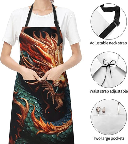 Waterproof Aprons for Women Men Adjustable Bib Cool Electric Guitar Apron Chef Cooking Aprons for Kitchen