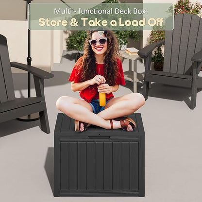 Outdoor Storage Box, Resin Deck Boxes Indoor and outdoor, Waterproof Storage Box Lockable Lid (Black, 50 Gallon)