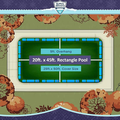 Buffalo Blizzard Supreme Plus 20 ft x 45 ft Rectangular Winter Pool Cover | Green/Black | Heavy Duty for Above Ground Swimming Pools | Easy Install | Cold & UV Resistant | Seasonal Debris Protection