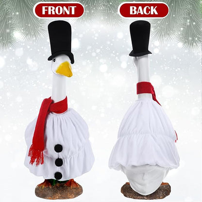 Cozypower Christmas Porch Goose Outfits Clothes for Plastic 23'' Cement Goose Duck Lawn Yard Decorations(Snowman)
