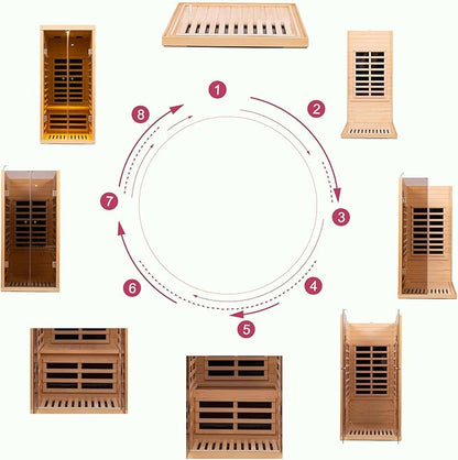 Hemlock 1 Person Infrared Sauna for Home, Luxury Personal Indoor Sauna Spa, 1420w/120v Ultra Low EMF Infrared Sauna, App&LCD Panel Controls, Bluetooth Speakers, Chromotherapy Lights, Reading