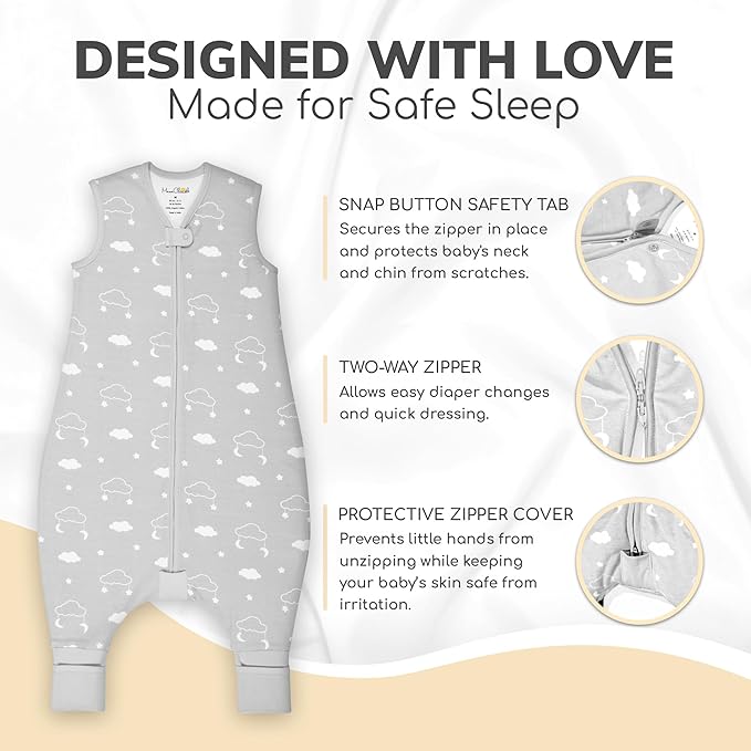 Mama Cheetah Toddler Sleep Sack with Feet 3T-4T, 1.0 TOG Organic Cotton Baby Wearable Blankets with Legs, Baby Sleeping Bag for Walkers, Early Walker Large