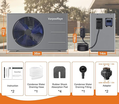 30000 BTU Swimming Pool Heat Pump Pool Heater Above Ground 8000 Gallon Heating Cooling Electric Pool Heater For Inground Pool WiFi Control Schedule 120V