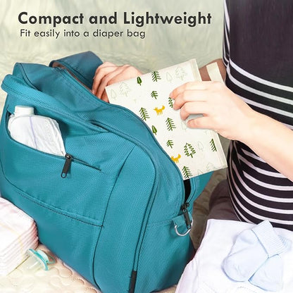 Portable Diaper Changing Pad for Baby - Waterproof Compact Changing Mat with Wrist Strap - Wipeable Travel Changing Pad for Diaper Bag - Gifts for Baby Shower by PHOEBUS BABY(Ivory Fox)