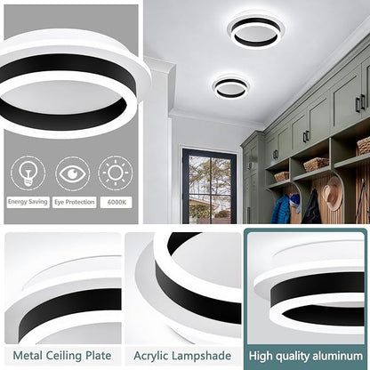 Round Modern LED Flush Mount Ceiling Lamp, 24W LED Light Fixture, Entryway