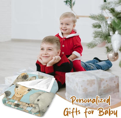 Ship Next Day,Personalized Baby Blanket with Name, Custom Baby Blanket for Kids Soft Flanne Blankets in Easter Personalized Baby Gifts for Infant Newborn Shower (Cyan)
