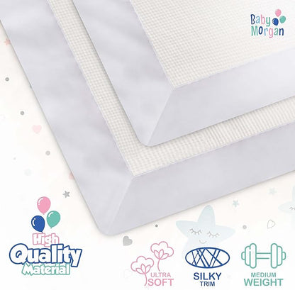 Thermal Waffle Knit Baby Blanket - Soft Breathable Mini Blanket for Newborns and Infants - Toddler Blankey for Strollers, Travel, Naptime, Nursery and More - 18" x 20" (White, Nylon Trim)