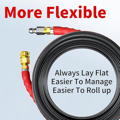 Pressure Washer Hose 150FT,3/8" 4800 PSI Kink Resistant Industrial Grade Hose with 3/8 Quick Connect Ends for Hot & Cold Water up to 140°F, Steel Wire Braided Hose for Power Washing