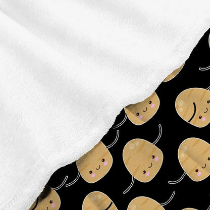 Thuswarm Cute Potato Kawaii Black Flannel Blanket Warm Cozy Soft Funny Print Throw for Bed Couch Sofa 40”×30” XSmall for Pets