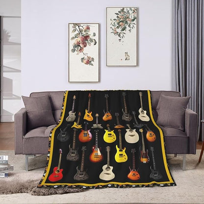 Guitar Throw Blanket - Soft, Cozy, Warm Fleece for Women & Men - Guitar Lovers Gift - 50"X40"