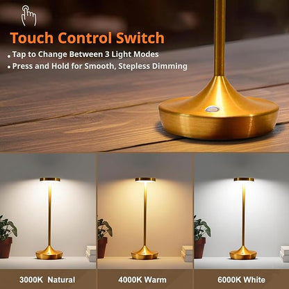 Rechargeable Table Lamp Cordless - 6000mAh Battery Operated LED Table Light -