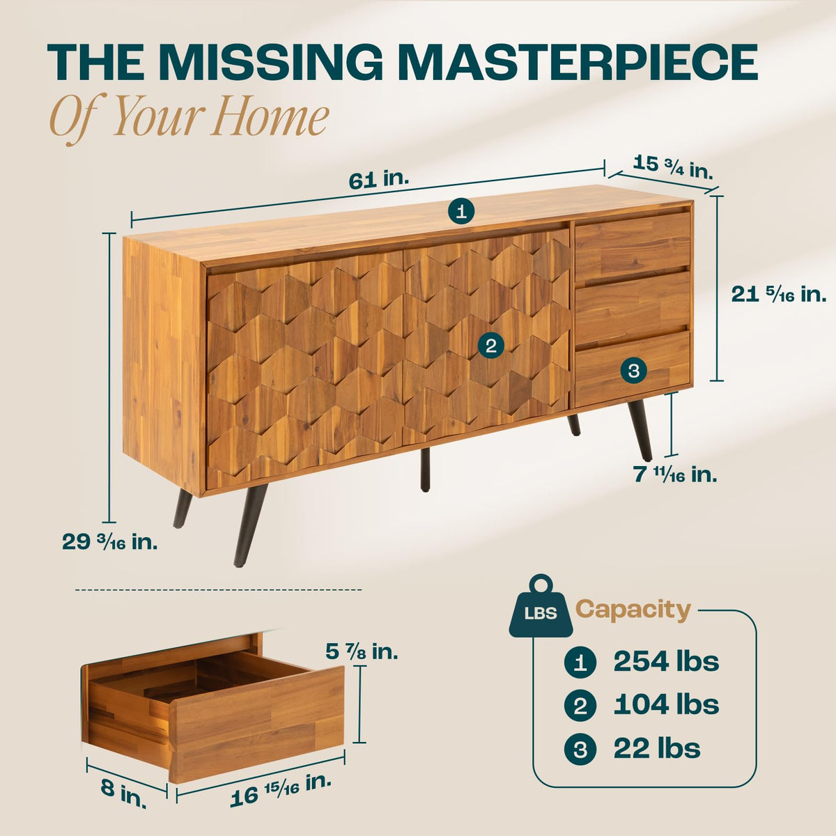 Georgina Sideboard 2 Doors & 3 Drawers