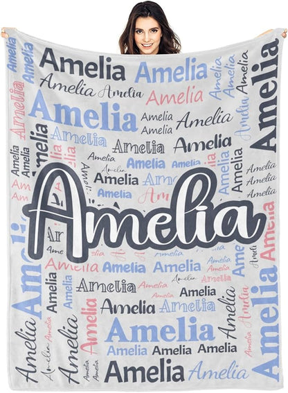 Dr.TOUGH Personalized Blanket for Adult Kids with Name Customized Blankets Personalized Throw Blanket for Christmas Birthday Gifts