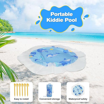 Baby Beach Pool,Pool for Toddlers 1-3,Beach Puddle Pool Toddler and Beach Puddle, Foldable Kiddie Pool with Waterproof Carrying Bag,Portable Baby Beach Pool for Outdoor Summer Vacation