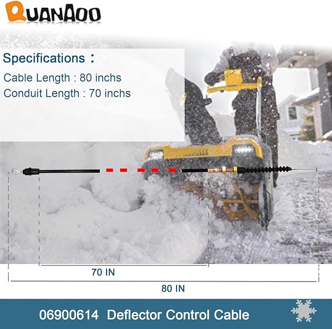 Deflector Control Cable 06900614 for Ariens Deluxe 24" 28" 30" 32" Platinum SHO 24" 30" AX 254cc Engine Snowblower Replace Gravely 885912 Snow Blower Replacement Chute Deflector Cable