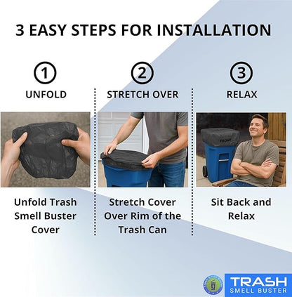 Trash Can Cover Odor Control with Elastic Band Lemon Scented Chemical Free 64 Gallon 2 Pack