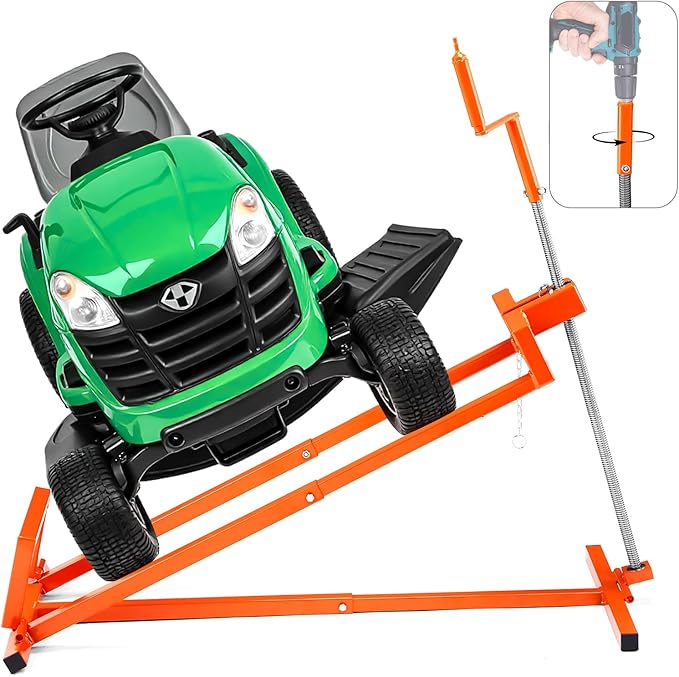 SUNROAD Lawn Mower Lift Jack,Telescopic Maintenance Lawn Mower Jack for Garden Tractors & Riding Lawn Mowers, 880 Lbs Weight Capacity Mower Lift with Manual Handle and Power Tool Extension Handle