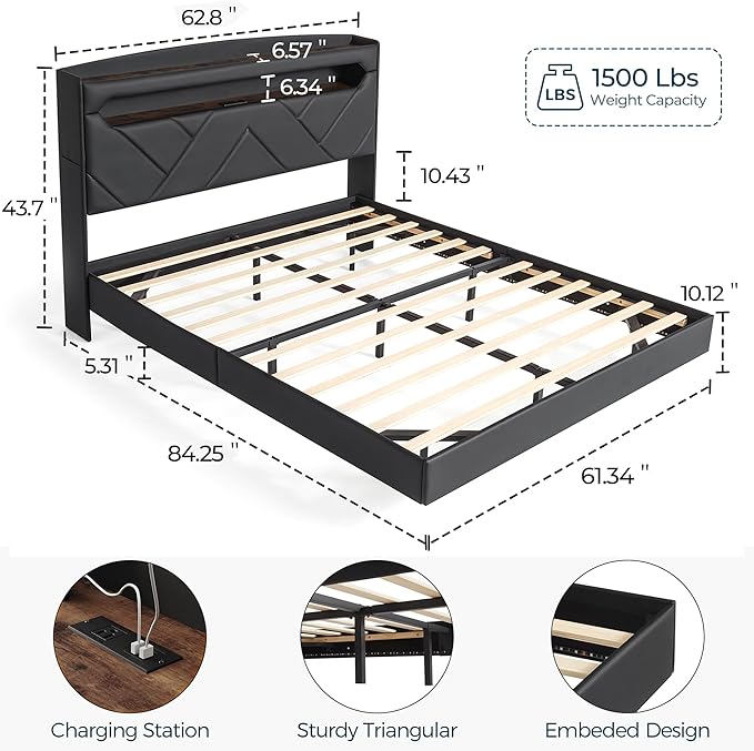 LINSY Floating Bed Frame Queen Bedframe