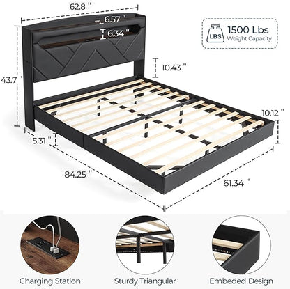 LINSY Floating Bed Frame Queen Bedframe