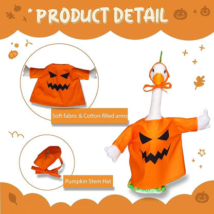 Lawn Goose Outfit – Glossy Cape & Adjustable Hat for 23″ Goose Statue – Halloween & Vampire & USA Flag Costume