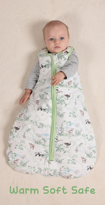 Baby Sleeping Bag 2.5 TOG Cotton Winter Sleep Sack for Newborn babies, Unisex Baby Wearable Blanket with Animal Patterns, Panda, M