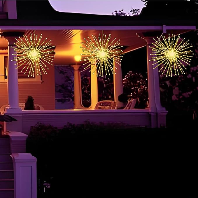 5 Pack Solar Firework Lights, 450 LED 8 Modes Dimmable Waterproof Hanging DIY