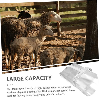 1pc Galvanized Feed Scoop Heavy Duty Handle Capacity Breeding Feed Shovel