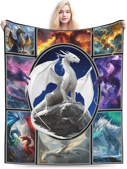 Dragon Blanket Dragon Decor Throw Blanket Super Soft Flannel Lightweight Fluffy Plush Cozy Fuzzy Fleece Gifts Blanket for Kids Boys Girls Women Adults for Bed Sofa 60"X80"
