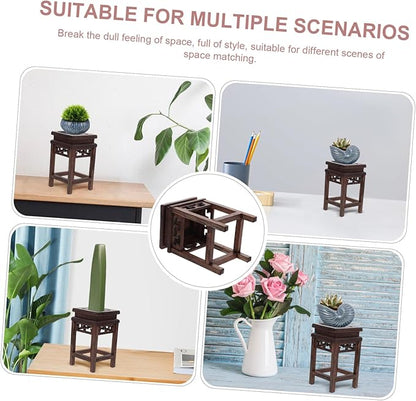 HOMSFOU Antique Chinese Decor Wood Flower Display Stand Vase Holder Decor Plant Pot Stand