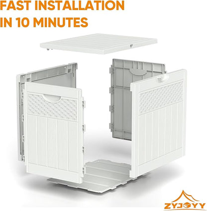 33 Gallon Resin Deck Box, Weatherproof Outdoor Storage Box for Patio, Garden and Yard, Lockable Waterproof Bin for Tools, Cushions, and Accessories, White