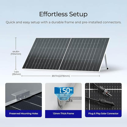 Renogy Solar Panels Bifacial 4Pcs 590 Watt N-Type Monocrystalline 12V 16BB Solar Panel, 25% High Efficiency Solar Module for RV Home Farm Shed Trailer Camper Marine Off-Grid System