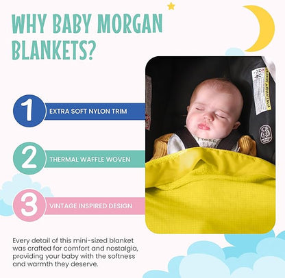 Thermal Waffle Knit Baby Blanket - Soft Breathable Mini Blanket for Newborns and Infants - Toddler Blankey for Strollers, Travel, Naptime, Nursery & More - 18" x 20" (Yellow, Nylon Trim)