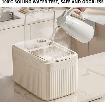 Dog Food Storage Container - Airtight Sealed Bin For Freshness Protection, Resistance With Locking Lid Moisture Control, Treat Dispenser For Dry Kibble Flour Grain Use Barn Garage 18 Inch