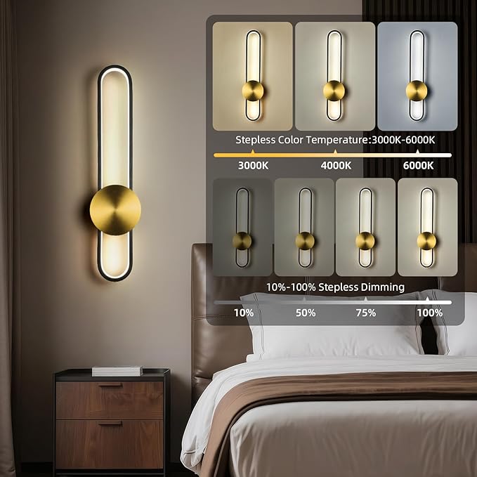 JAYMP RGB Modern Wall Sconce Dimmable Remote Control LED Wall Light Fixture