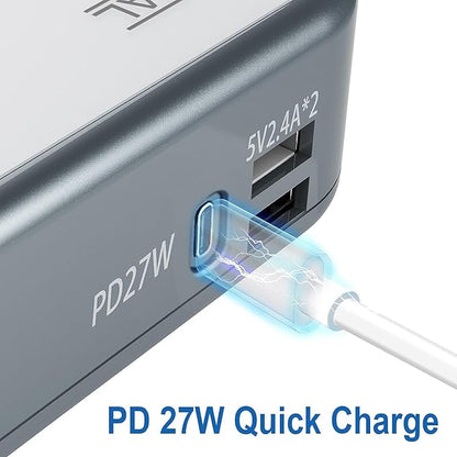 FOVAL 200W Car Power Inverter, DC 12V to 110V AC Car Laptop Charger Fast Charger Converter with [27W PD USB-C] & Dual USB Ports Multi-Protection Car Outlet Adapter Power Inverter for Vehicles