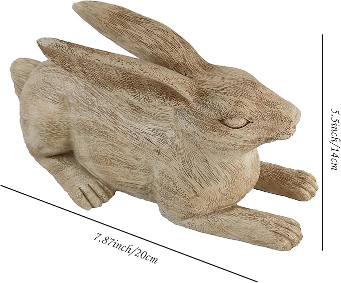 Hymmah Rabbit Statue Sculpture Home Decor Rustic Home Decorations for Living Room, Boho Resin Animal Collectible Figurines for Indoor Decor