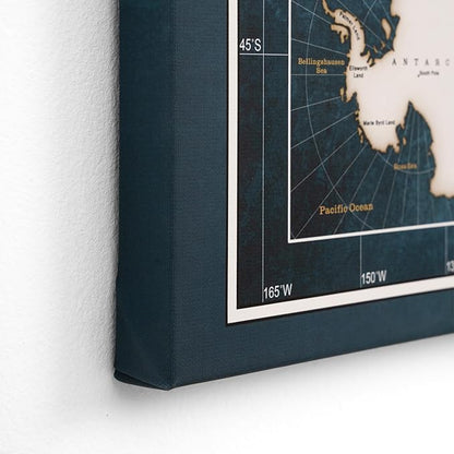Canvas World Map with Cork Pin Board - English Lettering - Decorative Wall Decoration for All Rooms - Canvas Pictures with World Map Motif (150x100 cm, Pattern 19)