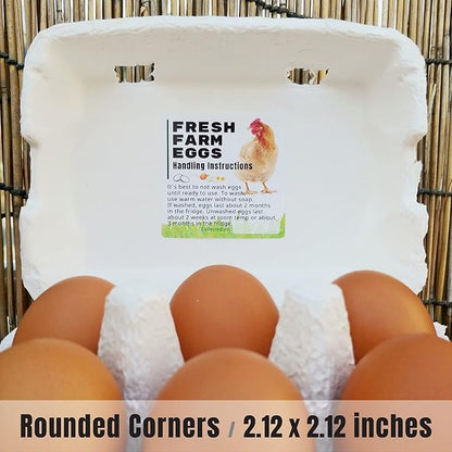 100 Pack Premium Fresh Farm Eggs Handling Instructions Stickers Labels Care Accessories | Egg Blank Cartons 4 6 12 15 18 30 48 50 Count Basket Box Container Storing Extra Organizer -M11SS100