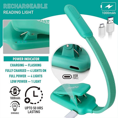 Rechargeable Book Reading Light at night in Bed, Eye Caring 9 LED