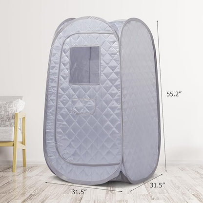 Smartmak Portable Steam Sauna Tent, Full Body Personal Home Spa, Lightweight Foldable Steam Room for Detox Therapy, Steamer NOT Included (L 31.5” * W 31.5” * H 55.2” Grey)