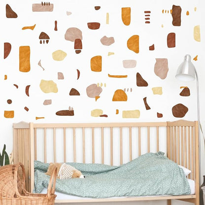 Terrazzo Pattern Wall Stickers Boho Geometric Wall Decals Peel and Stick Irregular Abstract Pattern Stickers Removable Modern Boho Wall Decals for Bedroom Living Room Decor