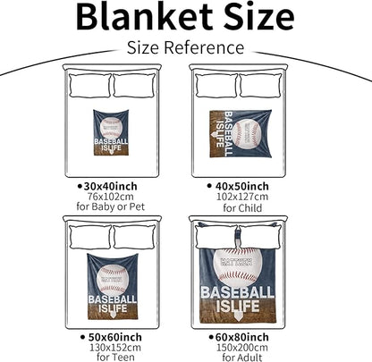 Personalized Baby Balll Soft Blanket: Custom Kids Baseball Design Blanket with Name and Number - Bedding Gifts for Infants Toddlers Adults 30x40inch