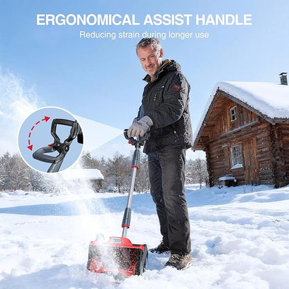 Electric Snow Shovel, 20V Snow Blower Cordless with 2 x 5.0 Ah Batteries and Charger, Battery Powered Throwing Snow Up to 23 Ft, 6 x 12 Inch Cleaning Path Great for Driveway, Steps, Patio, Sidewalk