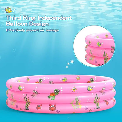 Garden Round Inflatable Baby Swimming Pool, Portable Inflatable Child/Children Little Pump Pool,Kiddie Paddling Pool Indoor&Outdoor Toddler Water Game Play Center for Kids/Girl/Boy