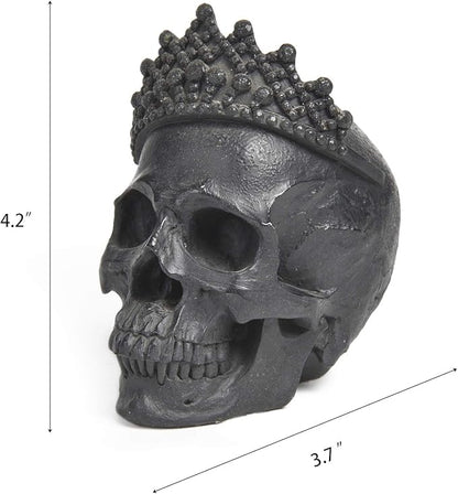 Newman House Studio Skull-Decor Halloween-Decorations - Vintage-Human Head-Sculpture with Crown for Indoor Skull Figurine Home Party Gothic Witchy Room Decor 3.7L x 2.8W x 4.2H inch
