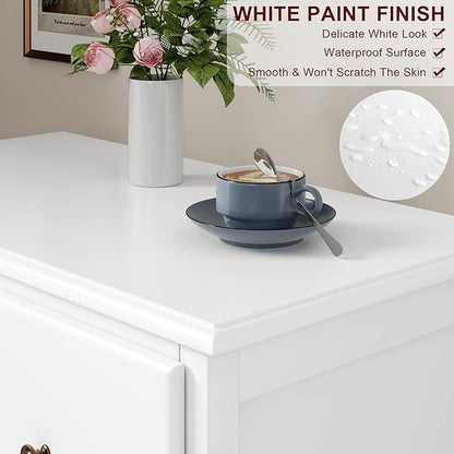HOUSUIT White Dresser, 4 Drawer Dressers Chest of Drawers, Modern Tall Dresser, Wood Drawer Chest Storage Cabinet for Living Room, Hallway, Entryway, Home Office, Ivory White