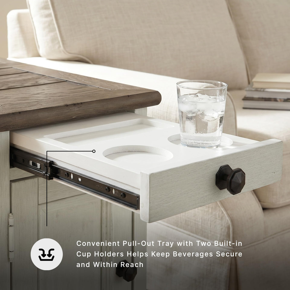 Bolanburg Farmhouse End Table with USB & Outlets